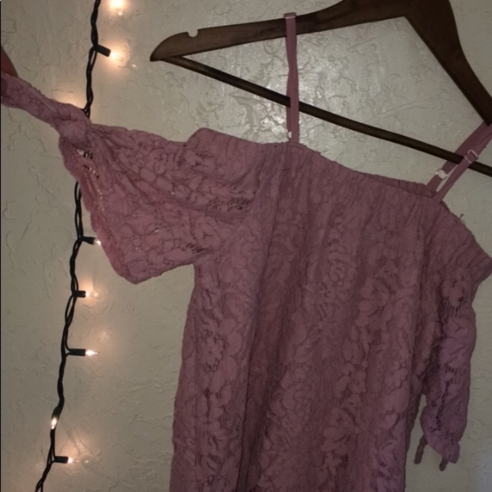 pink off the shoulder shirt